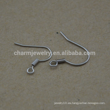 BXG022 Hilos de oído de acero inoxidable Coiled Fishhook, ganchos de pendiente, descubrimiento de pendientes de níquel libre para joyería de fabricación